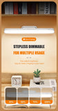 Remote LED Desk Lamp Magnetic Hanging Night Light USB Rechargeable Table Lamp 3 Colors Reading Light For Cabinet Closet Wardrobe