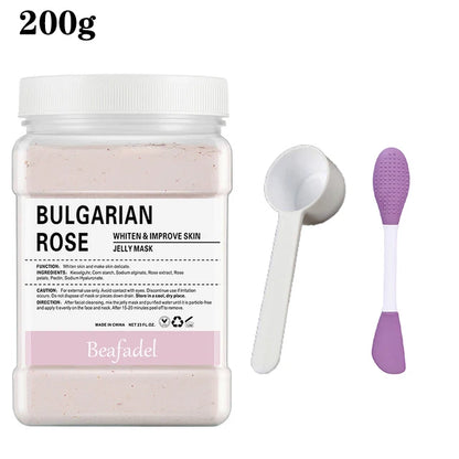 Mascarilla de hidrogelatina suave de 650 g en polvo, mascarilla de hidrogelatina casera, exfoliante con ácido hialurónico, mascarilla facial de rosas para el cuidado de la piel.