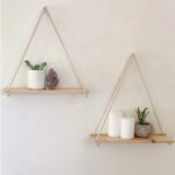Columpio de madera colgante de cuerda de cáñamo, estante de pared flotante para el hogar, sala de estar, maceta, bandeja de almacenamiento, decoración de jardín