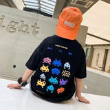 Camiseta de manga corta de verano para niños, Top de cuello redondo para niños pequeños y medianos, moda informal versátil de media manga