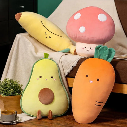 Peluche de aguacate, plátano, zanahoria y hongo, para dormir, cama, sofá, regalo de cumpleaños, nueva idea