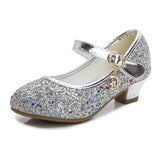 Girls Purple High Heels For Kids Princess RED Leather Shoe Footwear Children's Dress Party Wedding Shoes Round Toe 1-3CM