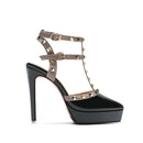 Zapatos de tacón alto con plataforma impermeable y punta puntiaguda para mujer, con remaches de 10 y 12 cm, con correa y hebilla, para verano de 2024.