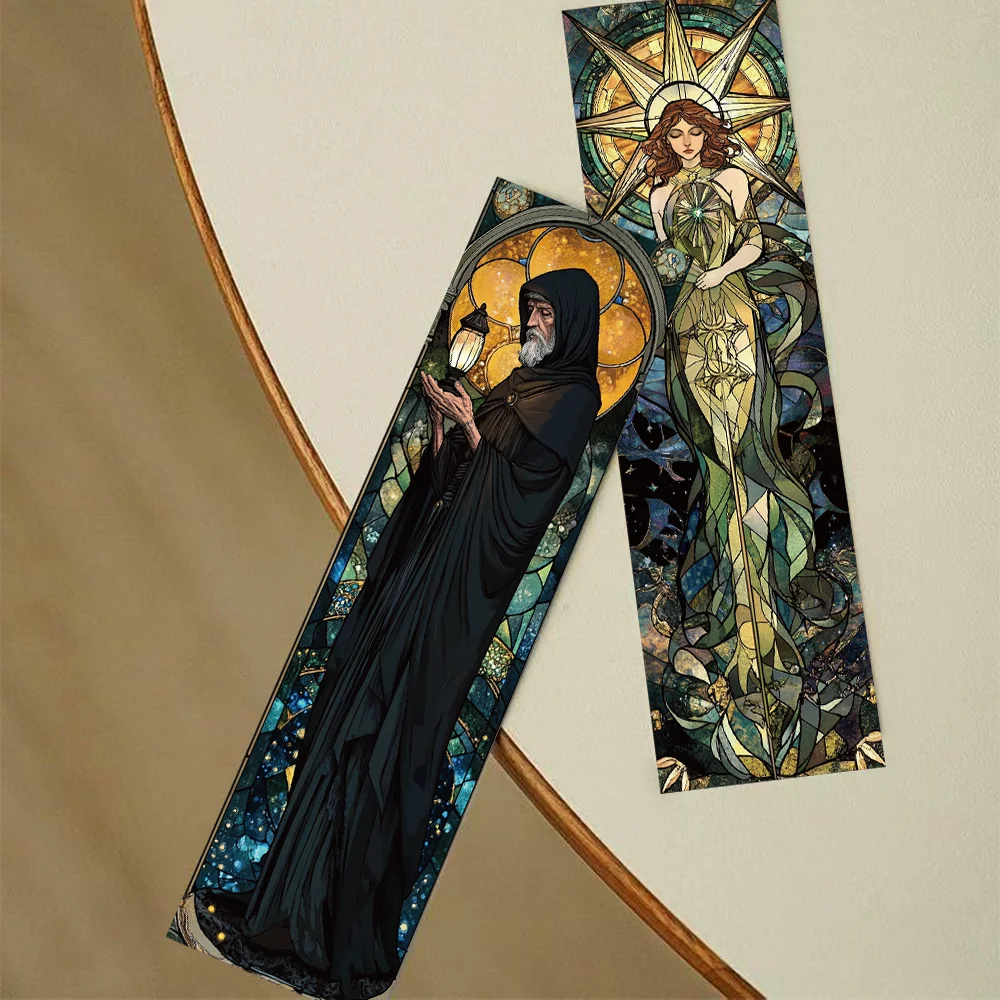 30pcs stained glass tarot card bookmarks for students paper card decorating books book page marking page book marking DIY