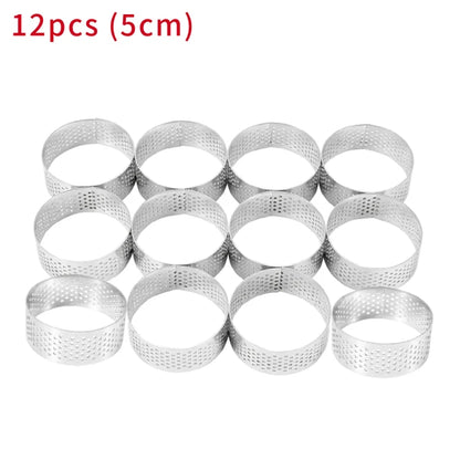 Molde para tarta de acero inoxidable, perforado, resistente al calor, redondo, para mousse, 5 cm (10 unidades) 