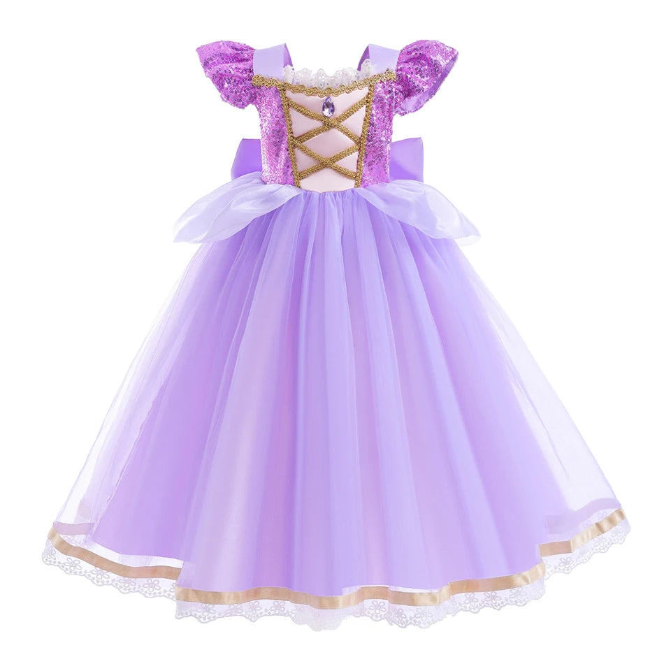 Elsa Anna Kid Princess Girls Dress Rapunzal  Kids Cosplay Halloween Vestidos Children Costume Birthday Party Dress