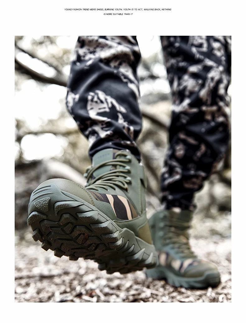 Upgraded Tactics Combat Training Boots Male Outdoors Camping Anti-wear Rapid Response Hiking Shoes Fishing Hunting Sneakers Men