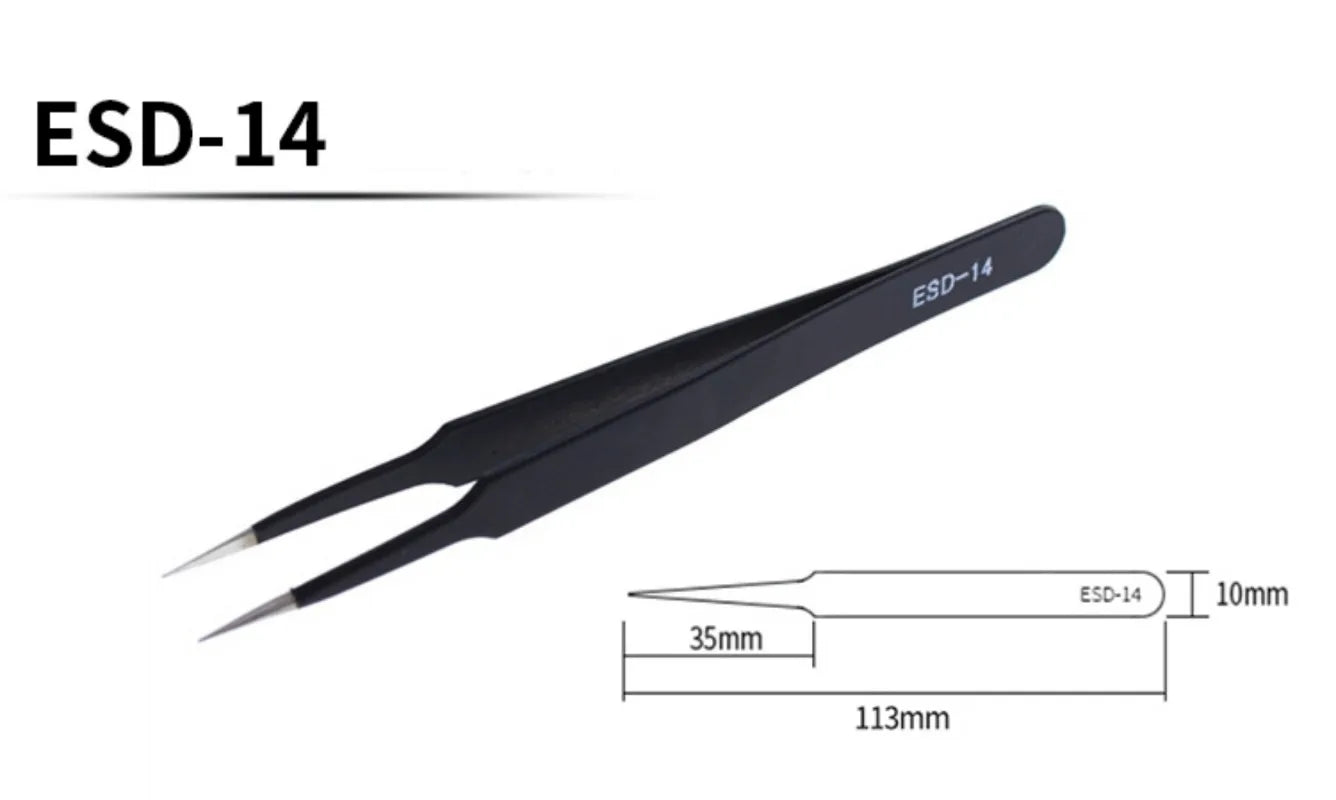 2/6pcs Precision Tweezers Set ESD Anti-Static Stainless Steel Tweezers Repair Tools for Electronics Repair Soldering Craft Tools
