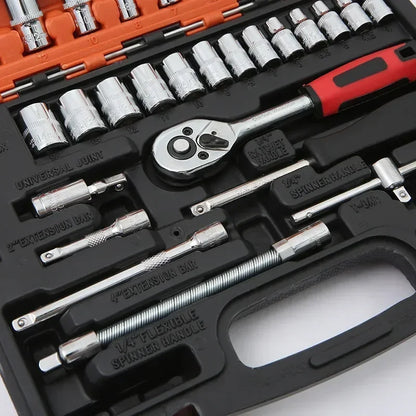 46Pcs Multi-Purpose Tool Kit Set - Comprehensive Hand Tools Kit with Wrench Socket and Precision Screwdriver - Portable Amagi