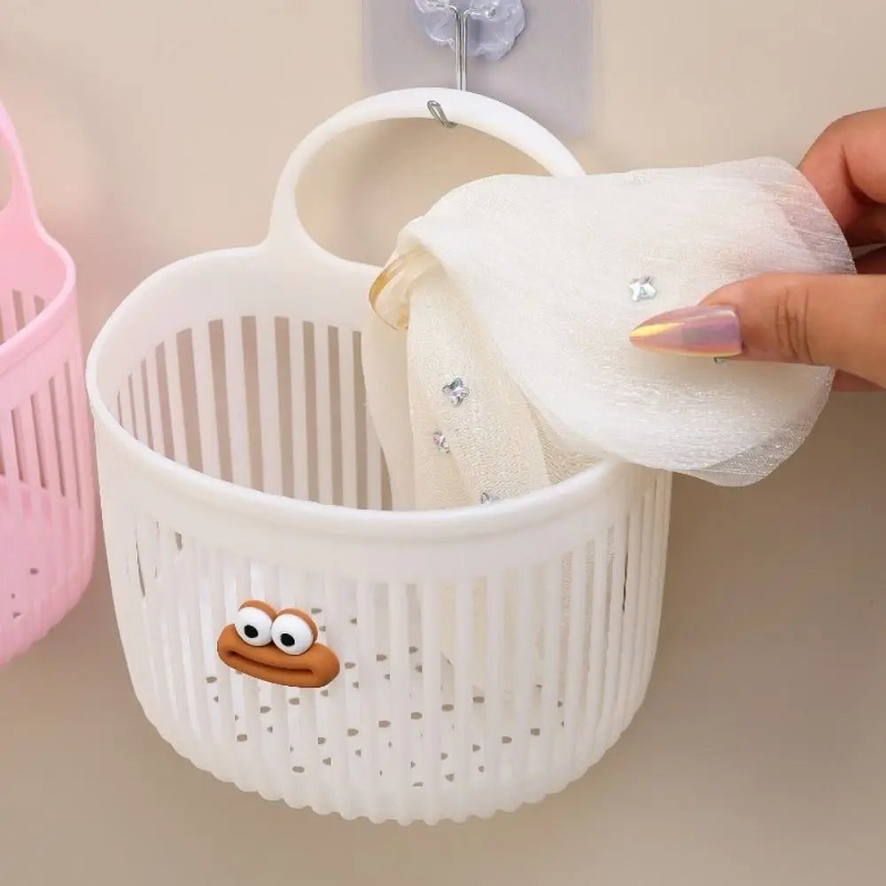 Cute Reusable Kitchen Hanging Baskets Wall-mounted Cartoon Storage Basket Space-Saving Sausage Mouth Organizer