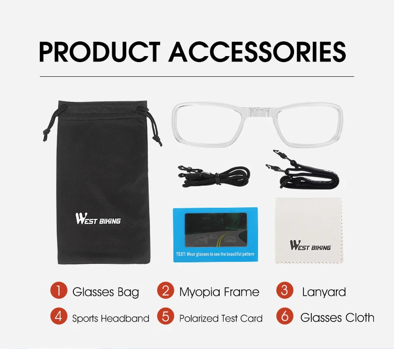 WEST BIKING Cycling Polarized Glasses Bike Outdoor Sports Sunglasses MTB PC Goggles Eyewear 5 Lens Bicycle Accessories