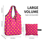 Custom Recycling Classic Black And White Polka Dot Shopping Bag Women Tote Bag Portable Grocery Shopper Bags