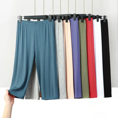 XL a 8XL verão modal leggings bezerro comprimento cintura alta tamanho grande estiramento casual emagrecimento básico calças curtas calças de dormir