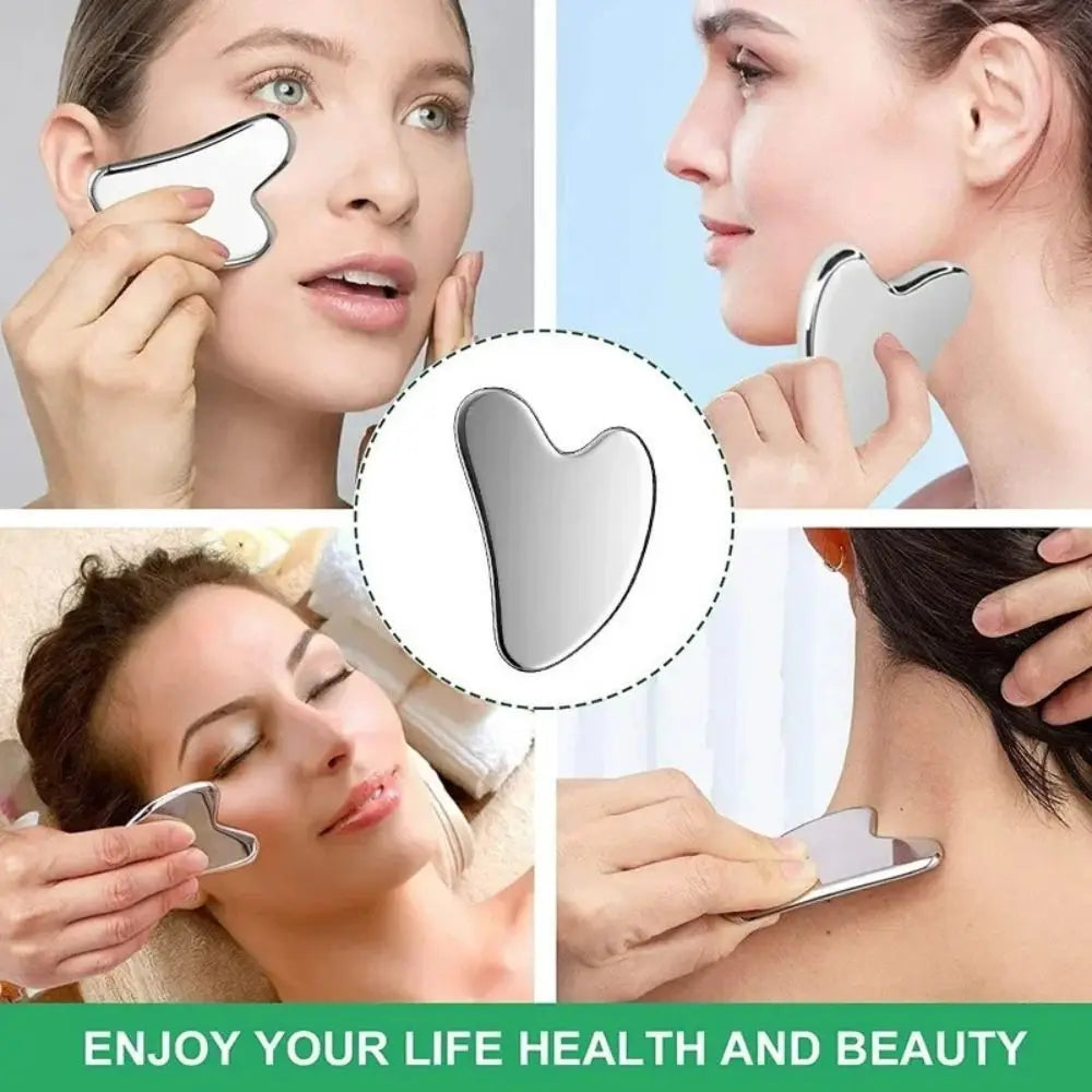 New Stainless Steel Gua Sha Scraper Heart Shape Universal Face Massager Guasha Massage Tool for Facial Beauty Eye Massage