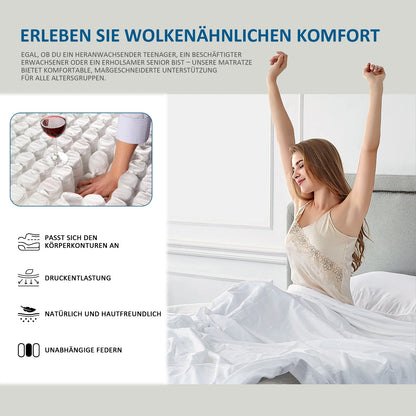 Pocket spring core mattress 180 × 200 × 25cm H3 - 7 zones with diatom foam & orthopedic support