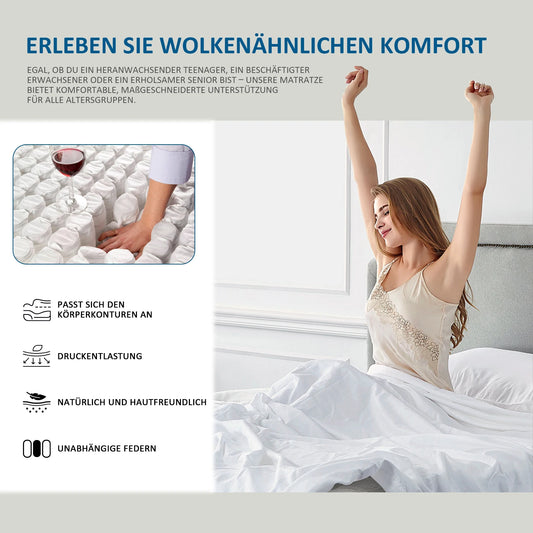 Pocket spring core mattress 180 × 200 × 25cm H3 - 7 zones with diatom foam & orthopedic support