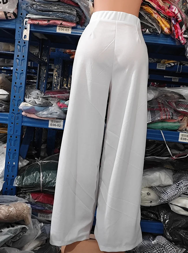 Elegant High Waist Wide Leg Bootcut Pants 2023 Summer European & American Fashion Simple Women's Flared Trousers