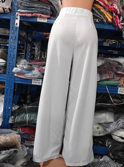 Elegant High Waist Wide Leg Bootcut Pants 2023 Summer European & American Fashion Simple Women's Flared Trousers