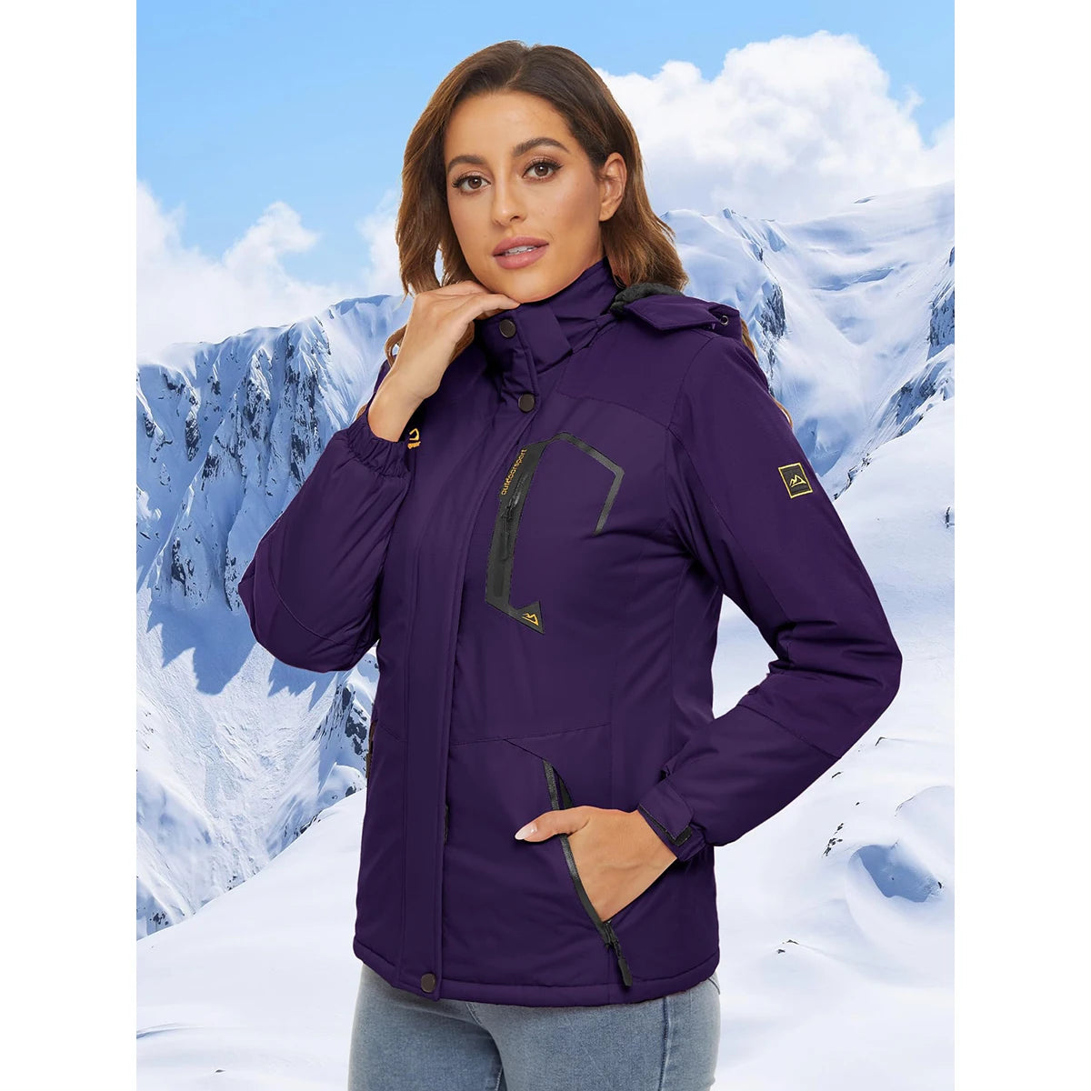 MAGCOMSEN Women's Warm Winter Fleece Lined Hooded Jackets Snowboard Coats Waterproof Ski Jacket Snow Hiking Outdoor Parkas