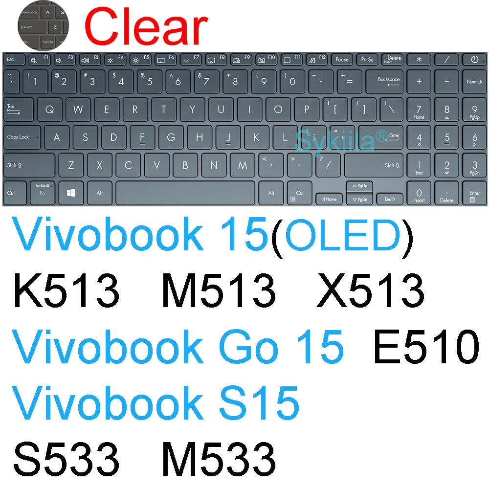 Keyboard Cover for ASUS Vivobook Pro 15 15X OLED GO S S15 N6506 S5507 S5506 M5506 X1505 M1505 K3504 Silicone Protector Skin Case