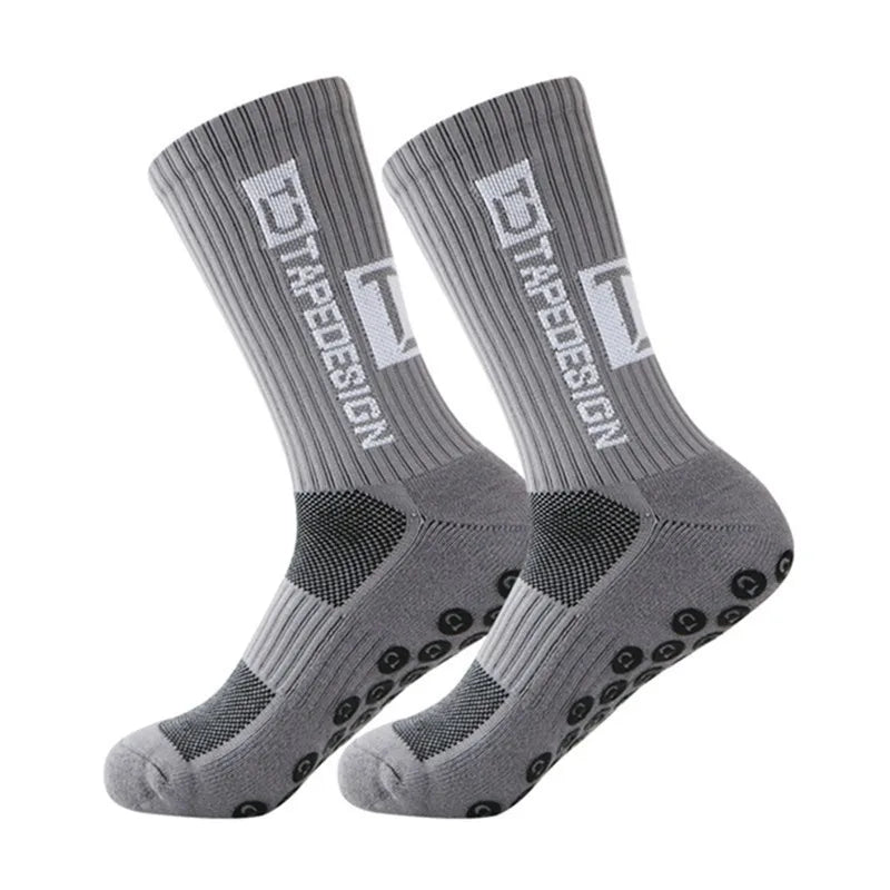 2025 New Anti-Slip Tape Design Football Socks Mid-Calf Non-Slip Soccer Sport Cycling Sports Men's Women Sock Grip Yoga 1 Pair