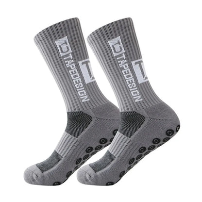 2025 New ANTI SLIP Tape design Football Socks Mid Calf Non-Slip Soccer Sport Cycling Sports Men's Women Sock Grip Yoga 1 Pairs