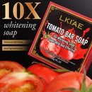 LKIAE Brand Tomato Fruit Scented Handmade Natural Bar Soap, For Face, Body, Whitening, Oil Control, Brightens, Shrink Pore, 200g