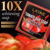LKIAE Brand Tomato Fruit Scented Handmade Natural Bar Soap, For Face, Body, Whitening, Oil Control, Brightens, Shrinks Pores, 200g