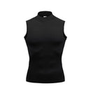 Exercício de treinamento sem mangas camisetas homens gola alta elástica camisa de compressão de secagem rápida ginásio regatas fitness correndo coletes