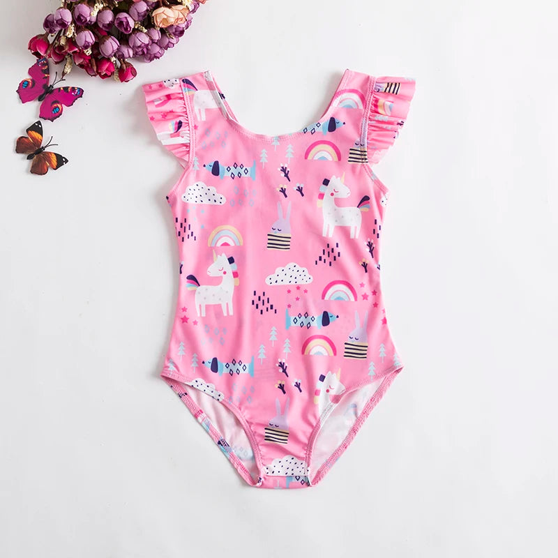 Trajes de baño de una pieza para niñas de 1, 2, 3, 4 y 5 años, estampados, para playa, verano, con lazo