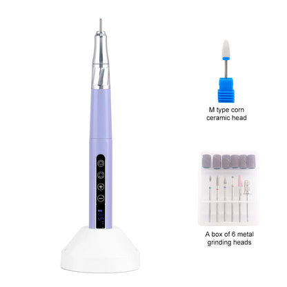 85w Brushless Motor Cordless Nail Drill 35000RPM Electric Handle Pen Drill Pedicure Rechargeable Handpiece Portable Base Charge