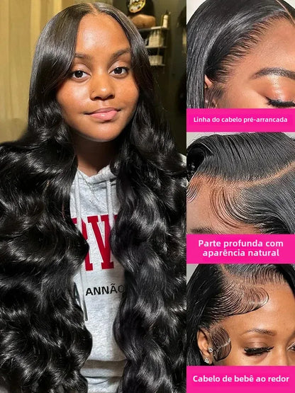 Peluca de cabello humano con ondas al agua de 13x6 pulgadas y encaje frontal, densidad 250, cierre sin pegamento 5x5, de 30 a 40 pulgadas. 
