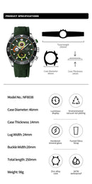 NAVIFORCE Sport Watch for Men Waterproof Quartz Wristwatch Chronograph Military Clock With Luminous Reloj Hombre Male Gift 2024