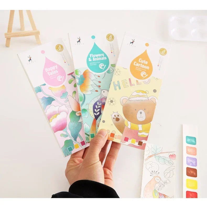 20 Sheets Portable Children Watercolor Painting Book Paint with Water Kids Gouache Graffiti Picture Coloring Drawing Toys Gifts