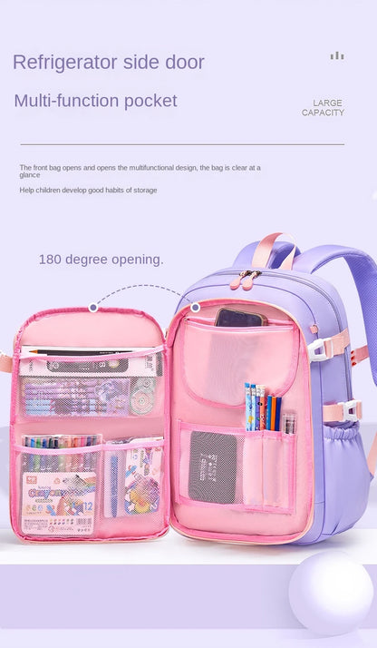 Mochila escolar ligera Kawaii para niñas de primaria 2025, impermeable, colorida, de viaje, ideal como regalo.