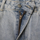 BKQU - Pantalones vaqueros rectos y holgados para mujer, cintura alta, pierna ancha, con diamantes de imitación, largos, moda urbana 2021, pantalones brillantes con diamantes