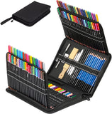 20/54/58/70/144 Drawing And Sketching Kit | Portable Travel Case | Graphite, Charcoal, White Color | Featuring Blending Stump