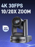 4K/1080P SDI NDI PTZ Camera 10X/20X Optical Zoom, HDMI/USB/POE | IP Live Streaming Camera for Church/Meeting/Broadcast (Youtube)