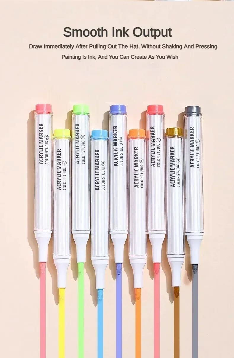 9/144 Colors Acrylic Paint Art Marker Pen DIY Painting Drawing for Card Ceramic Stone Mug Glass Fabric Clothes Art Supplies