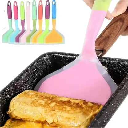 1 Uds. Utensilios de cocina de silicona de Color aleatorio, espátula para carne, huevo, raspador de cocina, herramientas de cocina anchas para Pizza, pala