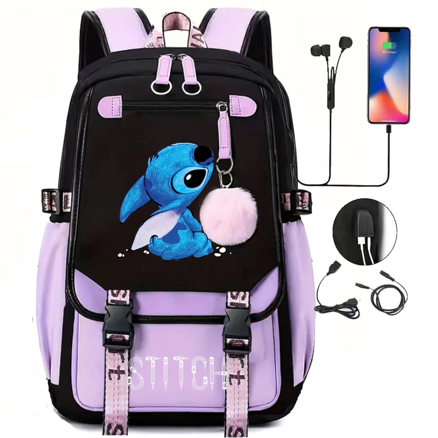Mochila gruesa de Disney con dibujos animados de Stitch para niños, minimochila deportiva, moderna y bonita, ideal como regalo de alta calidad.