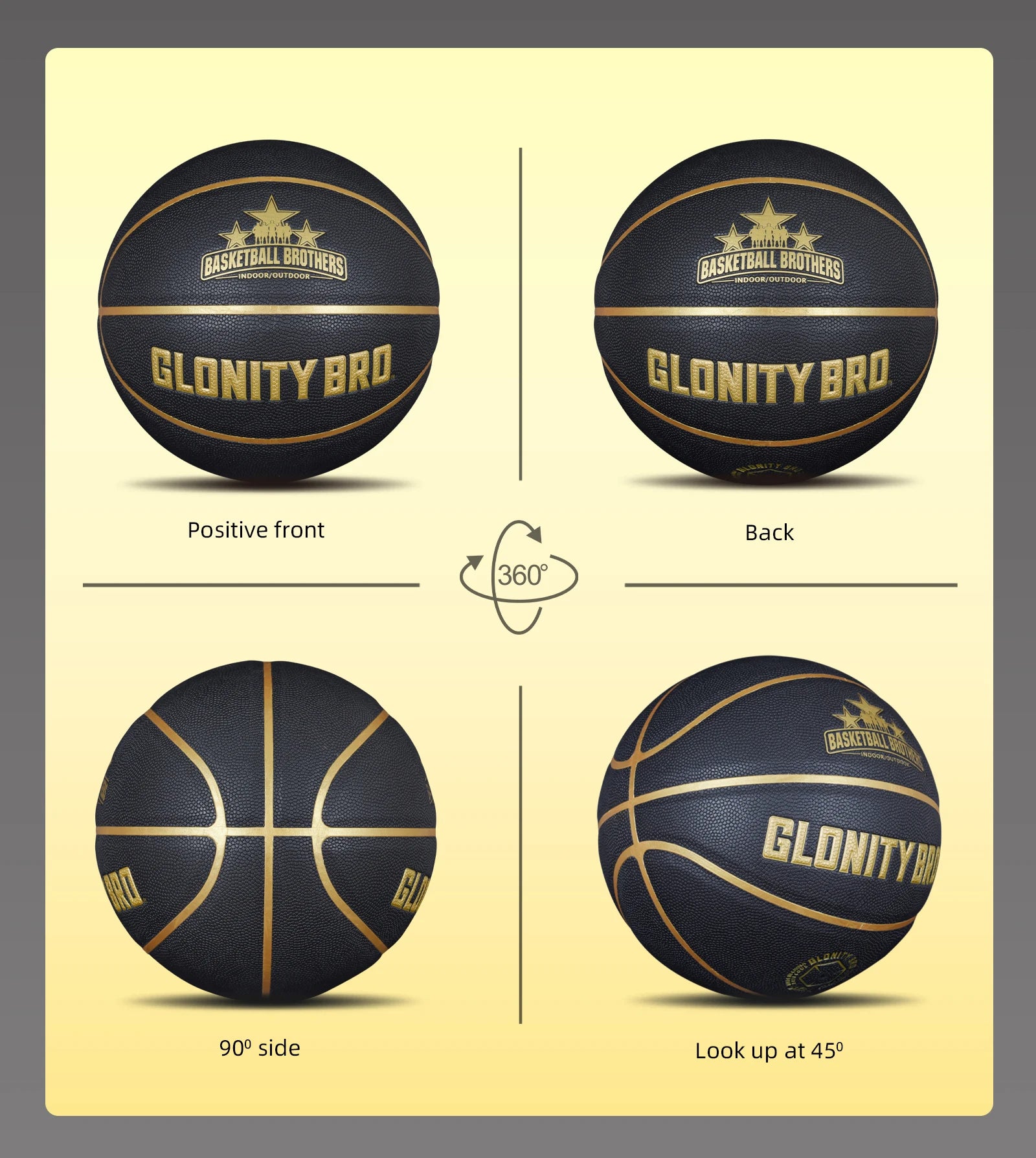 Black Gold Basketball Official Size 7 Composite Leather For Men's and Women's Outdoor Indoor Durable Training Ball High Quality