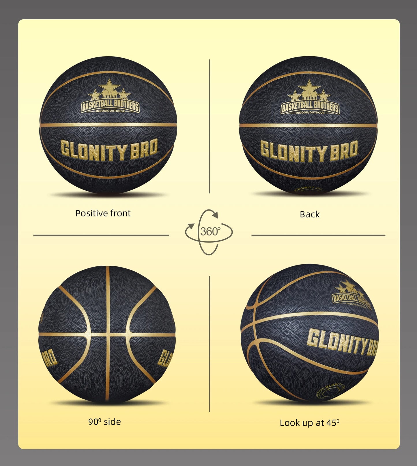 Black Gold Basketball Official Size 7 Composite Leather For Men's and Women's Outdoor Indoor Durable Training Ball High Quality