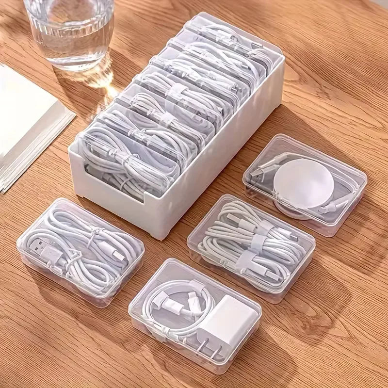 Cable Organizer Storage Box Set Durable Plastic Daily Office Supplies Sundries Charging Cord & Mobile Device Management Storage