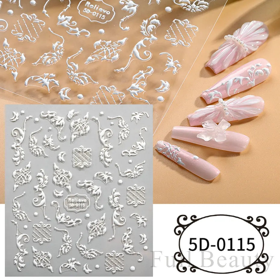 Stickers for Nails Marine Punk Black Line Design Art Slider Party Cool Decoration Adhesive Decal Emboss DIY Manicure Accessories