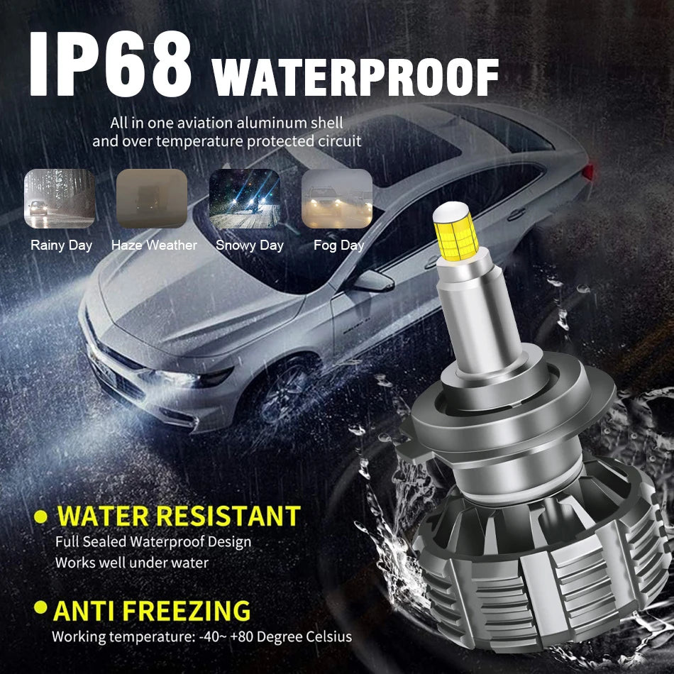 72 CSP 3D 360 H7 Led Canbus Car Headlights Bulbs H9 H8 H11 H4 H1 HB3 9005 HB4 9006 800W Automotive Fog Lights Turbo Mini Lamp 2x