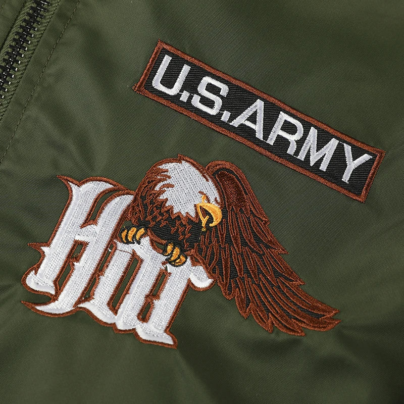 Chaqueta de vuelo de águila, ropa de trabajo para hombre, primavera y otoño, uniforme de béisbol de piloto, traje de vuelo táctico bordado, industria pesada, negro