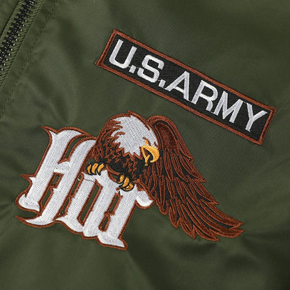 Chaqueta de vuelo de águila, ropa de trabajo para hombre, primavera y otoño, uniforme de béisbol de piloto, traje de vuelo táctico bordado, industria pesada, negro
