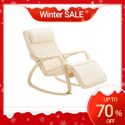 SoBuy FST16 New swing chair 5-compartment adjustable foot part swing armchair relax armchair load 150kg Birch Wood