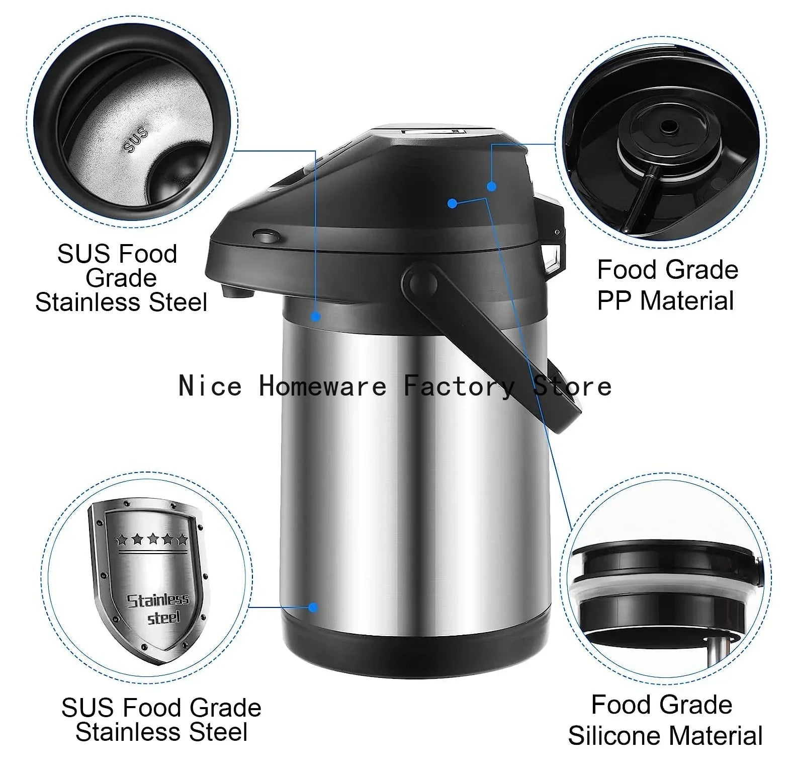 Stainless steel hot water bottle thermos vacuum insulation warm pot Inox Coffee Carafe Thermal Termo para mate carrafa termica